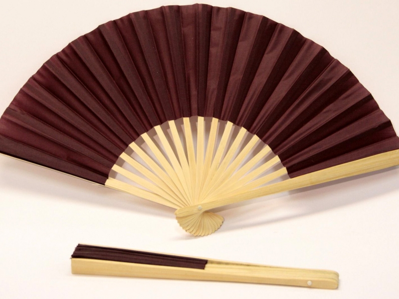 23cm Bamboo Ribs with Burgundy Silk Fan