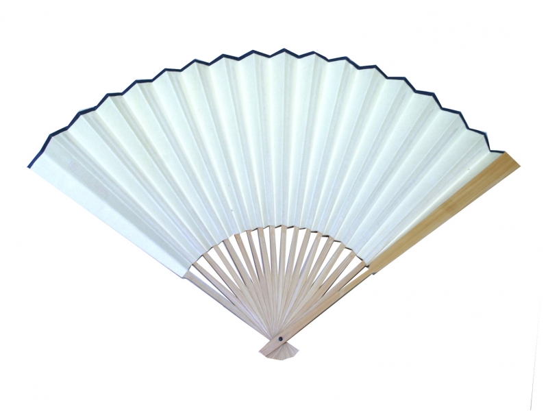 30cm Japanese Light Brown Bamboo Rib Off-White Paper Fan